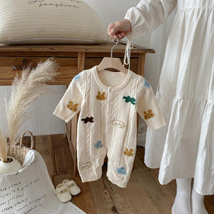 Automne et hiver nouvelles combinaisons tricotées pour bébé à manches longues motif de dessin animé chandails barboteuses 100% coton fermeture à bouton - Product Image 2