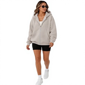 Chaqueta con capucha extragrande para mujer al por mayor, con cremallera completa, forro polar informal y bolsillos canguro, ajuste regular - Product Image 2