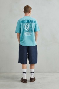 Camiseta Unisex Extra Grande Informal y Transpirable de Algodón con Diseño de Pez Piranha Verde - Product Image 2
