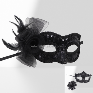 Masques de fête de carnaval HLC simples noir argent avec paillettes fabricant de masques de <span class=keywords><strong>bal</strong></span> de mascarade pour accessoires d'habillage de fête costumée - Product Image 1