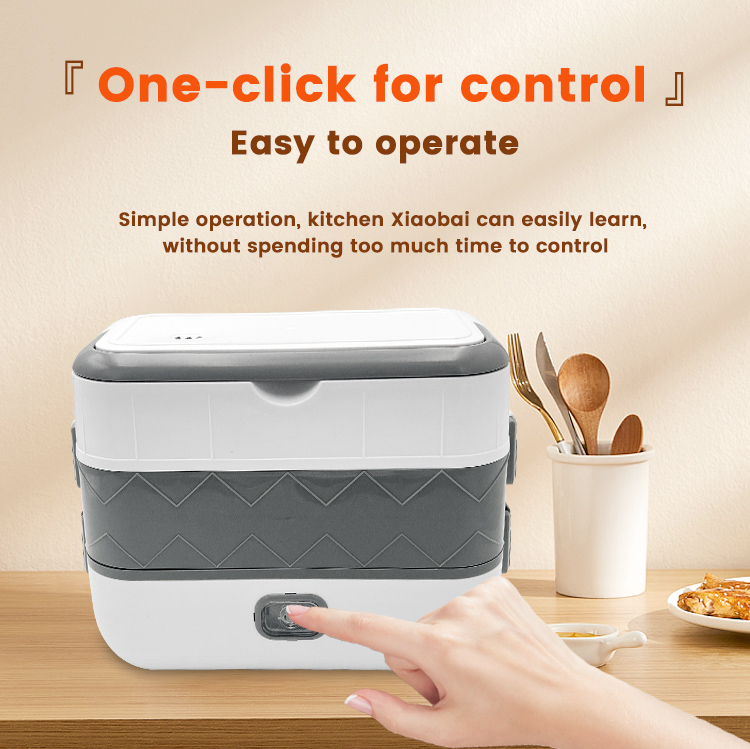Portable Two Layers Food Warmer Mini Heated Electric Lunch Box With Stainless Steel Food Box