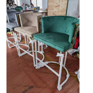 Chaise <span class=keywords><strong>de</strong></span> <span class=keywords><strong>bar</strong></span> haute moderne d'extérieur, en acier inoxydable doré, avec revêtement en velours, pour la maison, le <span class=keywords><strong>bar</strong></span>, le bistrot, l'hôtel - Vente chaude - Product Image 3