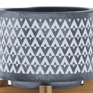 Vaso in Ceramica Rotondo Moderno con Supporto in Bambù per Decorazione Piante da Interno ed Esterno - Product Image 6