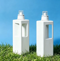 Bouteille de lessive en plastique personnalisée 1,25 L, conteneur de détergent en PEHD, emballage carré pour savon liquide avec ouverture facile