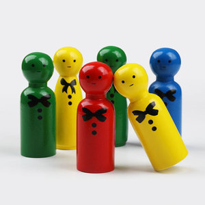 Colorful Wooden Figurines With <b>Bow</b> Print 75mm For Children Psychology Toy - Product Image 2