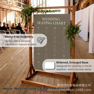 Letrero de Bienvenida de Madera, Soporte de Pie Ajustable, Decoración Floral para Bodas, Rectangular, Madera Maciza - Product Image 2