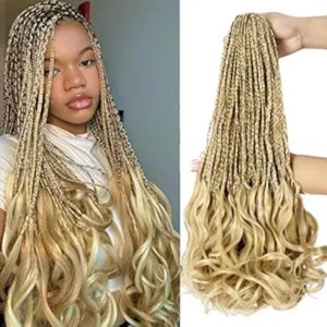 Extensiones de Cabello Trenzado Rizado Francés, Cabello Sintético para Trenzas de Diosa, Cabello de Crochet con Puntas Rizadas para Mujer - Product Image 2