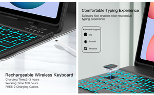 Bluetooth klavye Samsung kılıfı <span class=keywords><strong>Galaxy</strong></span> <span class=keywords><strong>Tab</strong></span> <span class=keywords><strong>S6</strong></span> <span class=keywords><strong>Lite</strong></span> Sm-p610 Sm-p615 10.4 inç Tablet kapak deri kılıf - Product Image 6