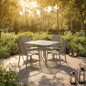 Leisure Modern <b>Aluminum</b> Frame Outdoor Dining <b>Table</b> and Chairs Set for Hotel Park & Villa Use - Product Image 1