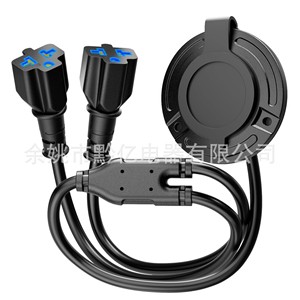 ปลั๊กไฟ AC 20A 125V แบบ Heavy Duty พร้อมอะแดปเตอร์แบบ T 5 in 1 คู่ 12AWG IP44 วัสดุ ABS - Product Image 2