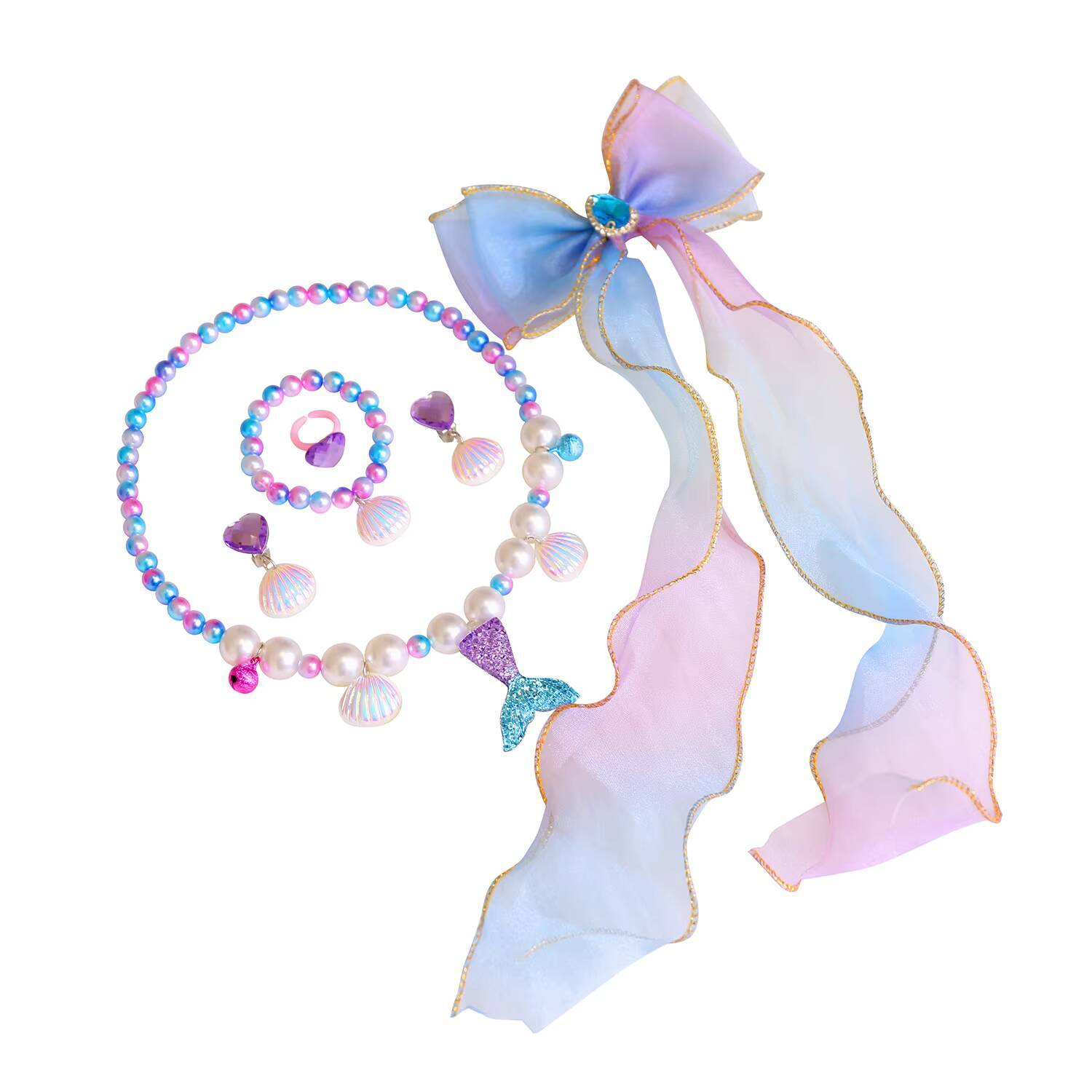 Sa48 - ensemble d'épingles à cheveux ruban bleu et violet