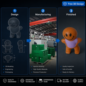 Figurine de dessin animé en plastique moulée par injection OEM, personnage marron à chemise violette, visage souriant, pose debout, jouet pour enfants, fabrication en usine - Product Image 2