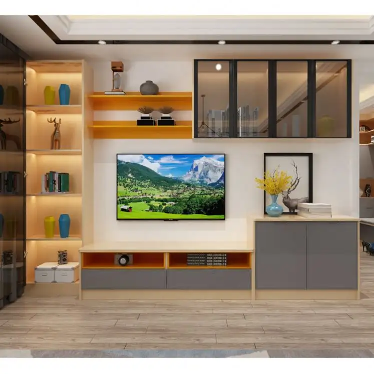 Benutzerdefinierte Neue Modell Holz Led Tv-ständer Möbel Mit Schaufenster