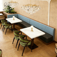 Ensemble de mobilier de café en marbre demi-cercle : table, chaises et banquette pour café-restaurant