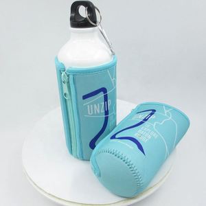 Bouteille d'eau sport en néoprène et aluminium grande capacité 600 ml avec housse décontractée à fermeture éclair, portable, durable, pliable, pour pique-nique et voyage, tendance - Product Image 6
