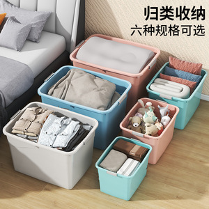Plastic Storage Box <b>Large</b> Rectangle Blue Clothes Organizer Household Storage <b>Bin</b> With Lid For Toy Book Quilt - Product Image 3