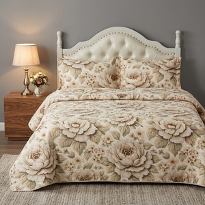 Set di Biancheria da Letto Estiva in Microfibra con Motivo Floreale Girasole, Leggero e Traspirante, Copriletto Stampato 3D a Ultrasuoni, Morbido - Product Image 5