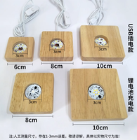 Cadeau créatif, base de lampe en bois, prise USB, veilleuse boule de cristal, lampe de table à led, éclairage d'ambiance de chambre à coucher, base en bois