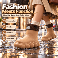 Bottes de pluie à plateforme épaisse en PVC pour femmes, imperméables, antidérapantes, bottes courtes à la cheville pour l'extérieur, le jardin, le quotidien