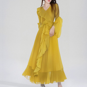 2024 Vintage Style Ladies Maxi <strong>Dress</strong> High Quality Pleated Ruffled Irregular Layered Ruffle Woven Free Size Casual Party <strong>Dress</strong> - Product Image 3