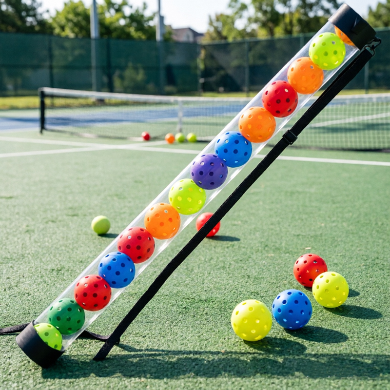 15-Ball Capacity Transparent Pickleball Picker Tube with Shoulder Strap -Ergonomic Ball Collector for Training & Practice
