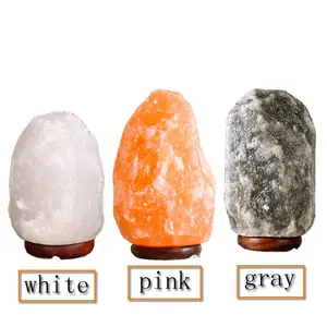 Organic Material Natural Home Hotel Decoration Handicraft Dimmer Switch Salt Lamp With Wooden Base Salt Night Light