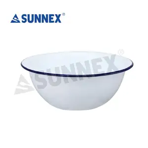 Sunnexプレート食器セットカスタムカラーキャンプエナメルメタルサービングボウルミキシングボウルエナメルボウル