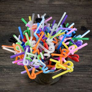 Pailles créatives bouclées biodégradables et dégradables, pailles à boire en plastique souple pour cocktails, vins, fêtes et bars - Product Image 6