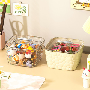 Desktop Storage <b>Box</b> Large Capacity Transparent <b>Hair</b> <b>Accessory</b> Jewelry Organizer With Lid <b>For</b> Desk Use - Product Image 4