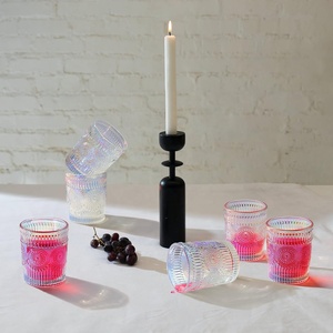 ヴィンテージ虹色グラス ウォーターカップ 6個セット、300ml レインボーエンボス加工タンブラーカップ ジュース、ワイン、カクテル用 - Product Image 4