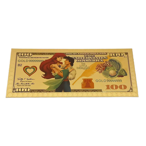 Billetes de Anime de <span class=keywords><strong>Sirenita</strong></span> de América 2026, 4 Tipos, Bañados en Oro de 24K para Regalos - Product Image 2