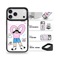 Coque de téléphone AG Feeling Black Edge avec effet doré et motif Love Girl pour iPhone 17, 17 Pro Max, 16 Pro, 15, 15 Pro Max – Coque magnétique