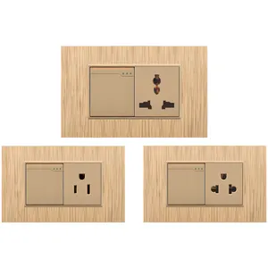 American standard wood grain PC panel 250V light switch wall sockets and switches