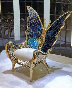เก้าอี้โซฟาเดี่ยวลายราชินีผีเสื้อสุดสร้างสรรค์สุดพิเศษสำหรับ2025เก้าอี้ทำด้วยมือจากสแตนเลสและทองเหลือง - Product Image 5