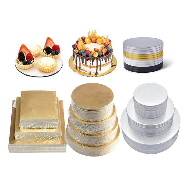 Customizable Round White and Gold Cake Drum 8 10 12 14 16 Inch Cake Drum Person logo Custom Cake Drum Base