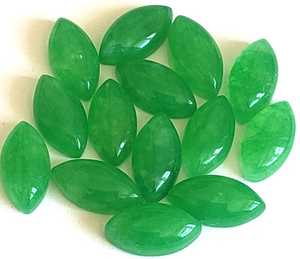 Lot de 5 cabochons marquise naturels en jade vert 5x10mm pour la fabrication de bijoux – Vente flash Inde - Product Image 2