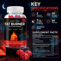 Gummies Brûle-Graisses Nocturnes avec Mélatonine, Complément Alimentaire pour la Gestion du Poids, Saveur Fraise, Fabricant OEM à Marque Privée