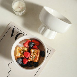 طقم أوعية سيراميك مخصص للسلطة والتقديم والخلط والآيس كريم والرامن والفواكه والحلويات باللون الأبيض - Product Image 3