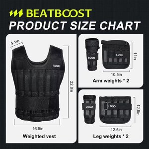 Gilet lesté réglable avec plaques et poids pour les bras et les jambes, pour l'entraînement physique, en nylon, couleur noire - Product Image 4