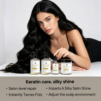 Set Perawatan Rambut Keratin 4 Buah Kondisioner Sampo Masker Rambut Minyak Rambut Perbaikan Tingkat Salon Anti-keriting Kilau Halus Menutrisi Mendalam Rusak