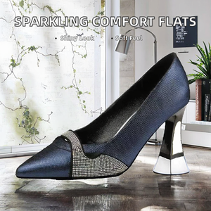 Zapatos de Tacón Alto y Grueso para Mujer, Cómodos, Suaves, con Diseño de Leopardo y Diamantes Brillantes, para el Trabajo, Marca YT Fashion - Product Image 2