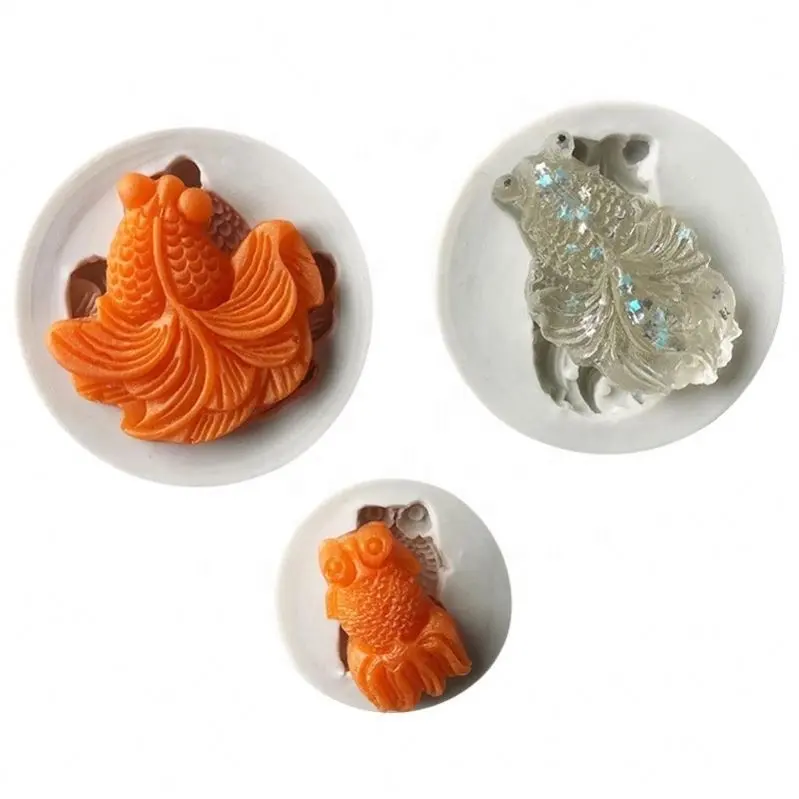 Hengya New 3D 3 Size Goldfish Shape Silicone Fondant Mould 3 pcs per set