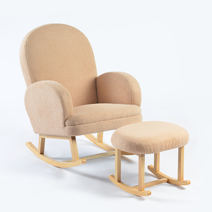 Mecedora mecedora de madera ecológica de diseño moderno para guardería, mecedora tapizada con acento, patas de madera de goma para el hogar y la Oficina - Product Image 1