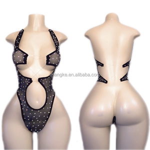批发定制异国性感女性舞蹈水钻一体式脱衣舞套装 - Product Image 2