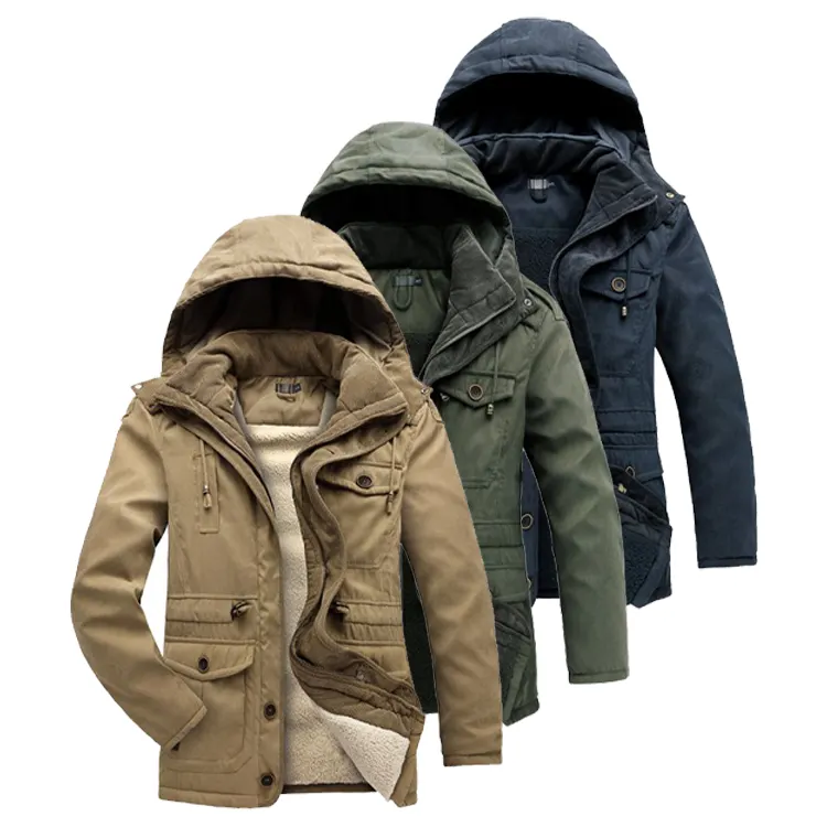 Winter Causal Warm Thick 100% Polyester Sherpa Fleece Lining Men's Jackets Quilted