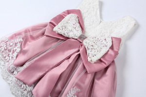 Robe de fête <span class=keywords><strong>pour</strong></span> enfants de style occidental, robe de demoiselle d'honneur rose <span class=keywords><strong>pour</strong></span> bébé fille de 1 an, robe de baptême d'été avec bandeau - Product Image 3