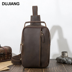 Dujiang Men's Chest <b>Bag</b> Genuine Leather Large Capacity Outdoor Crossbody <b>Bag</b> - Product Image 1