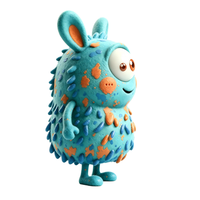 Figurine Monstre Bleu à Deux Yeux en Peluche Courte PVC OEM, Jouet en Peluche Moelleux à Grandes Oreilles Tachetées, Décoration de Bureau, Cadeau, Vente Directe Usine, Personnalisable