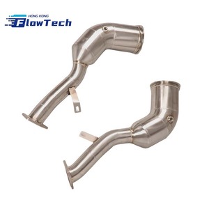 Downpipe FlowTech High Flow T304 en acier inoxydable pour Porsche Macan S GTS 2.9T 95B avec finition polie 200 cellules - Product Image 5