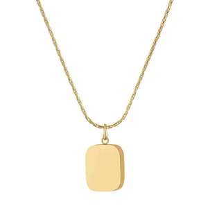 Stainless Steel <b>Square</b> Pendant Necklace <b>Mirror</b> Finish Gold Silver Color Daily Wear Gift Jewelry For Women Geometric Design - Product Image 3